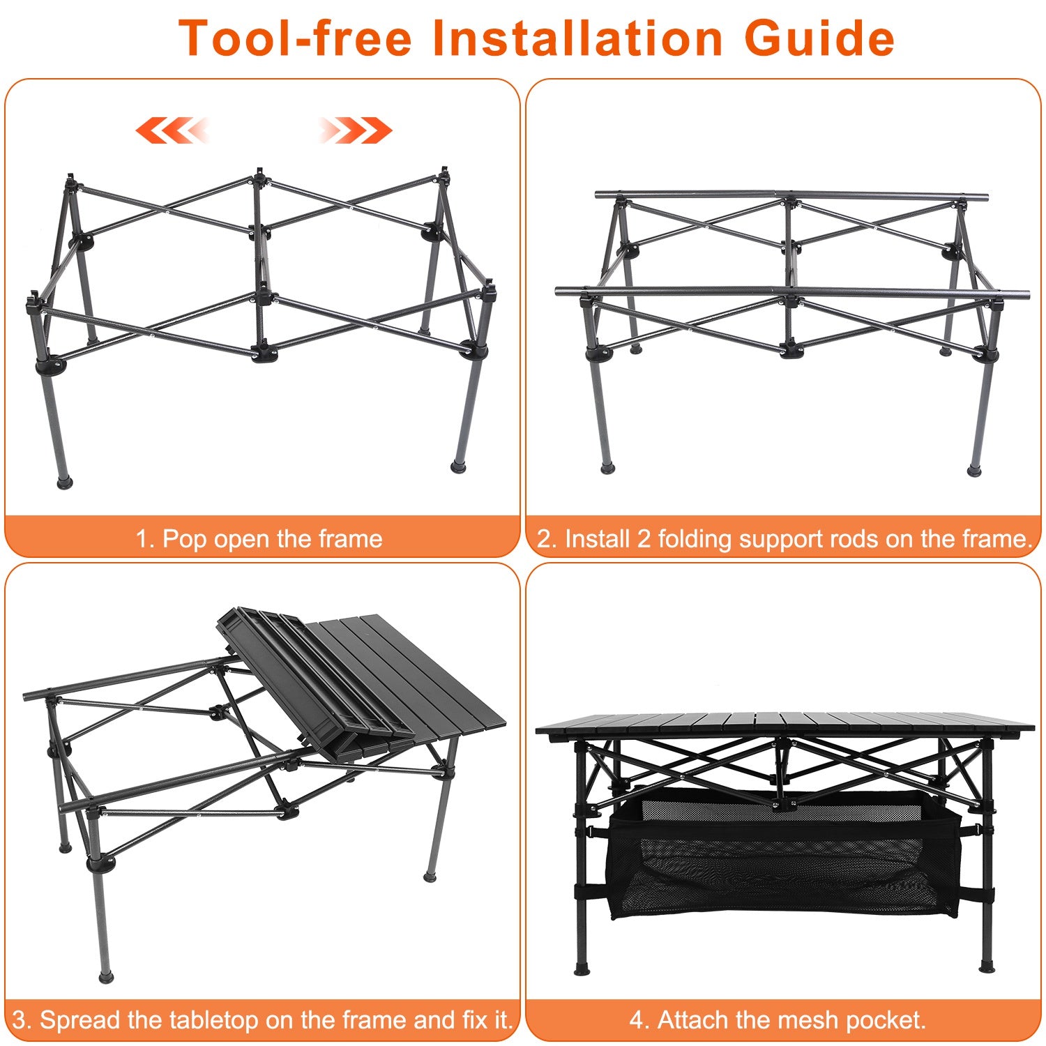 1Pc Folding Camping Table Portable Lightweight Aluminum Roll-up Picnic BBQ Desk With Carrying Bag For Outdoor Beach Backyard Party Patio Fedex Shipping