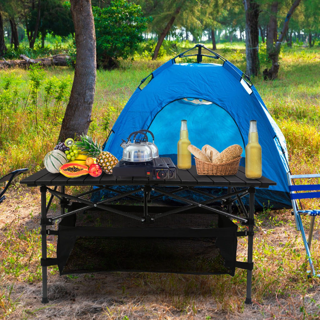 1Pc Folding Camping Table Portable Lightweight Aluminum Roll-up Picnic BBQ Desk With Carrying Bag For Outdoor Beach Backyard Party Patio Fedex Shipping