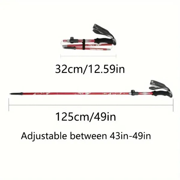 Five Section Folding Trekking Cane For Hiking And Walking - Lightweight 7075 Aluminum, Strong And Durable Outer Lock And High-density EVA Grip, Men'S And Women'S Cane, Foldable, Stretchable, Camping E