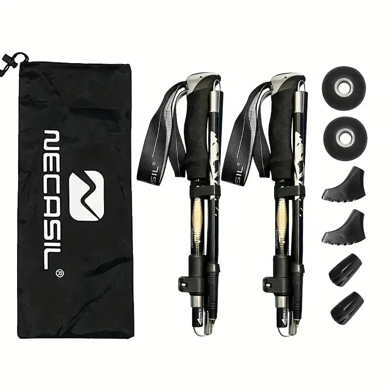 Five Section Folding Trekking Cane For Hiking And Walking - Lightweight 7075 Aluminum, Strong And Durable Outer Lock And High-density EVA Grip, Men'S And Women'S Cane, Foldable, Stretchable, Camping E