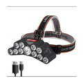 11 LED USB Rechargeable Flashlight With Builtin 18650 Battery Strong Light Camping Adventure Fishing Head Light Headlamp