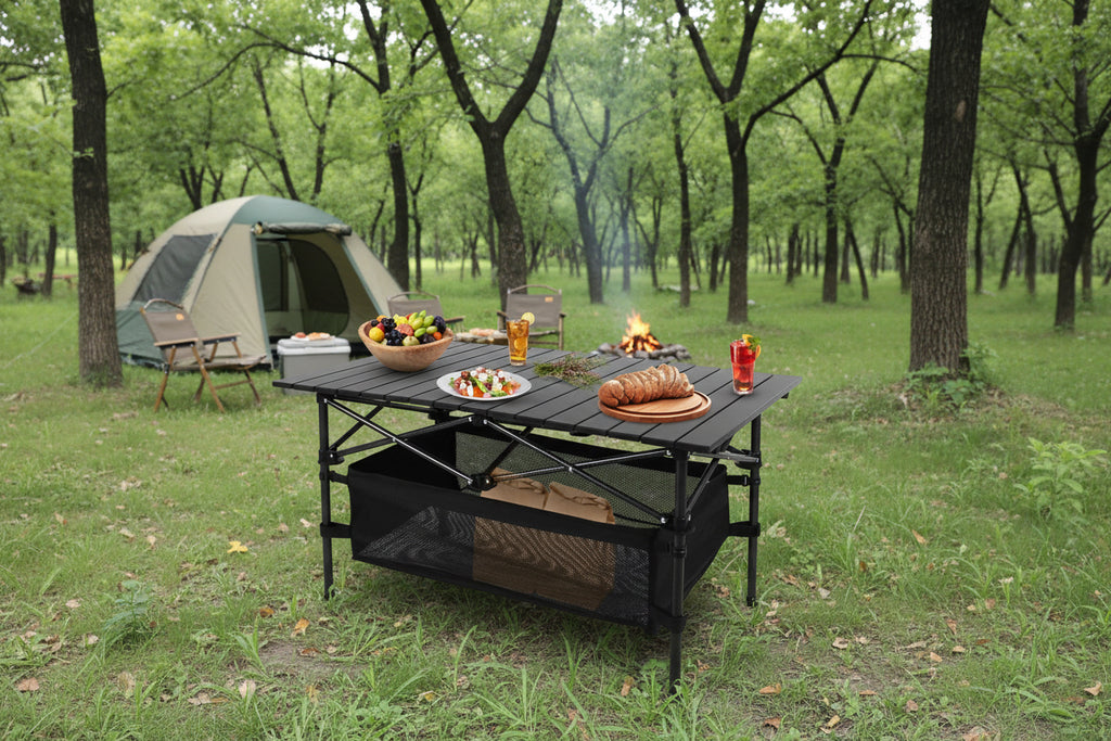 1Pc Folding Camping Table Portable Lightweight Aluminum Roll-up Picnic BBQ Desk With Carrying Bag For Outdoor Beach Backyard Party Patio Fedex Shipping