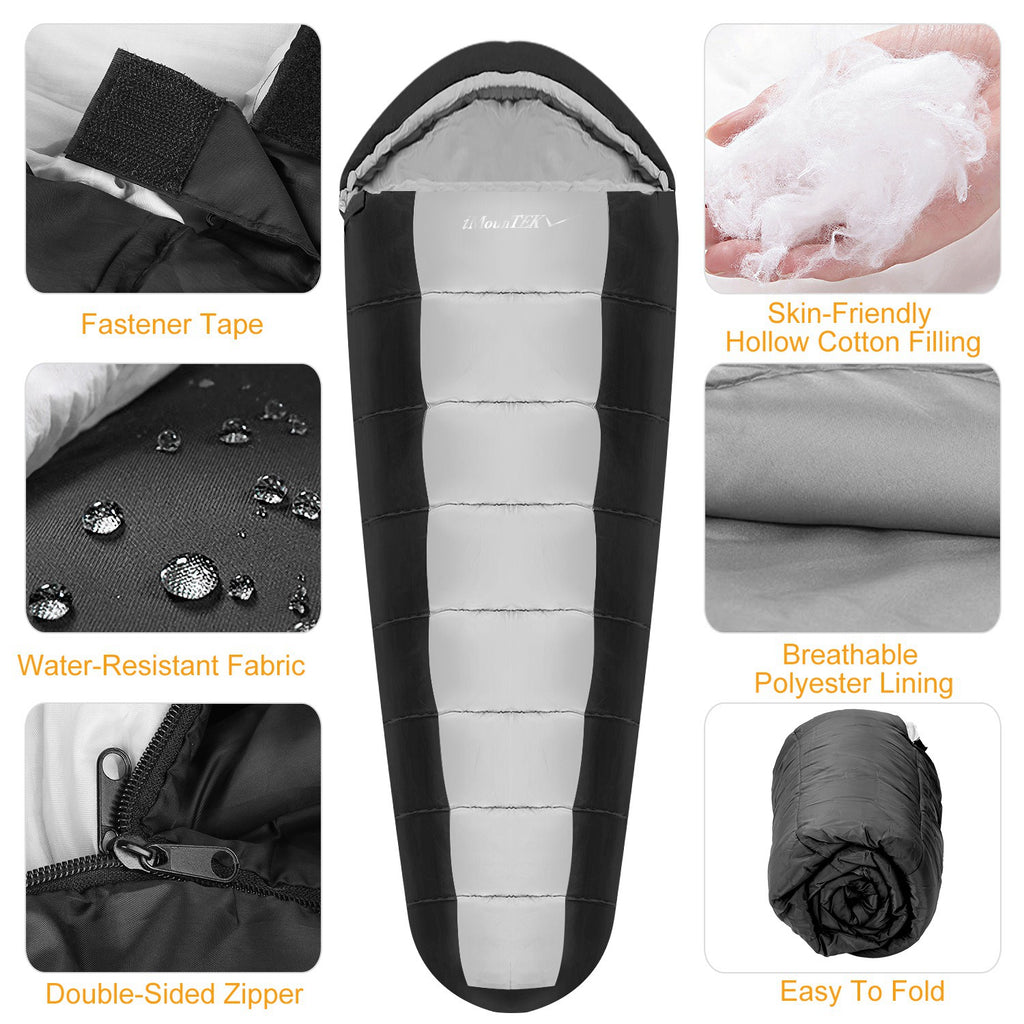 1Pc Mummy Sleeping Bag Camping Sleeping Bags For Adults Outdoor Soft Thick Water-Resistant Moisture-proof Sleep Bag Suitable For Spring Autumn Winter Seasons